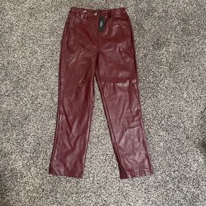 Lulu's Hit Your Mark Burgundy Vegan‎ Leather Pants Size Small